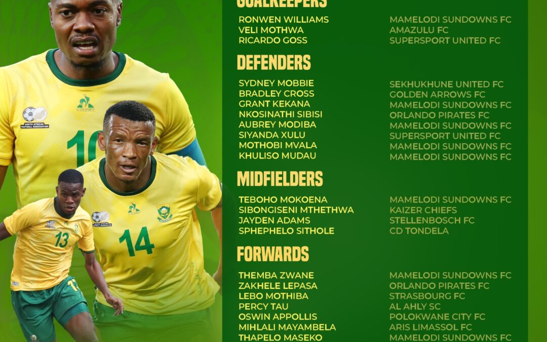 Broos names final Bafana squad for the World Cup qualifiers against Benin, Rwanda